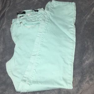 Aqua Blue Skinny Ankle Pants